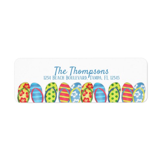 Beach Teenslippers Colorful Tropical Personalized Etiket (Voorkant)