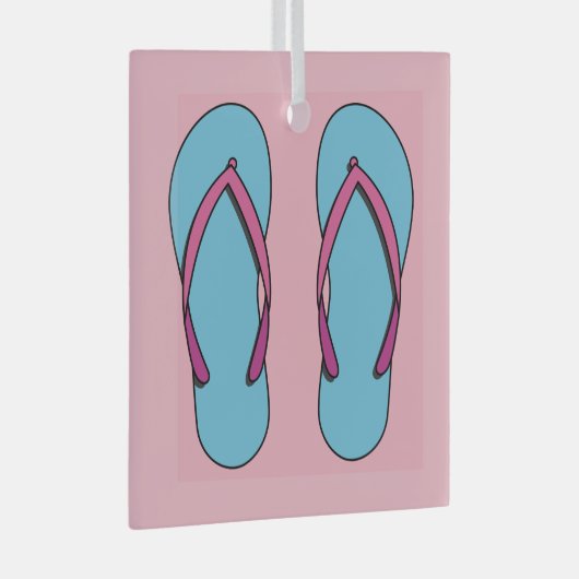 Beach Teenslippers Glas Ornament (Voorkant Rechts)