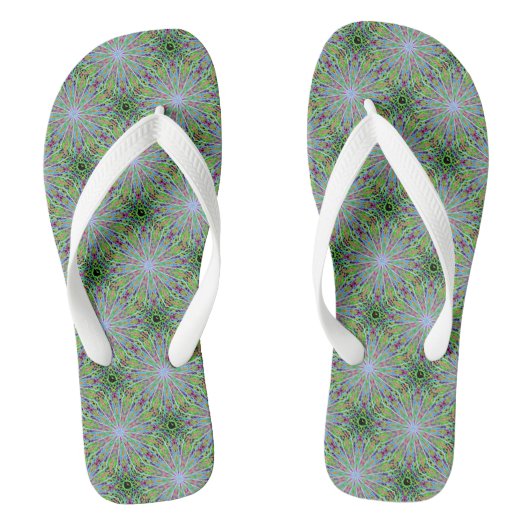 Beach Teenslippers Green White Kaleidoscope Mandal (Voetbed)