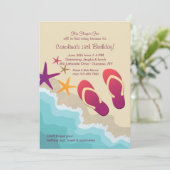 Beach Teenslippers Invitation Kaart (Staand voorkant)