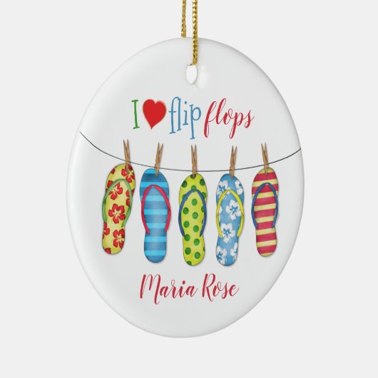 Beach Teenslippers Personalized Tropisch kleurig Keramisch Ornament (Rechts)