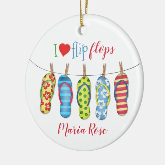 Beach Teenslippers Personalized Tropisch kleurig Keramisch Ornament (Links)