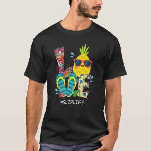 Beach Teenslippers Pineapple Summer Vacation Love  T-shirt