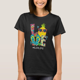 Beach Teenslippers Pineapple Summer Vacation Love T-shirt