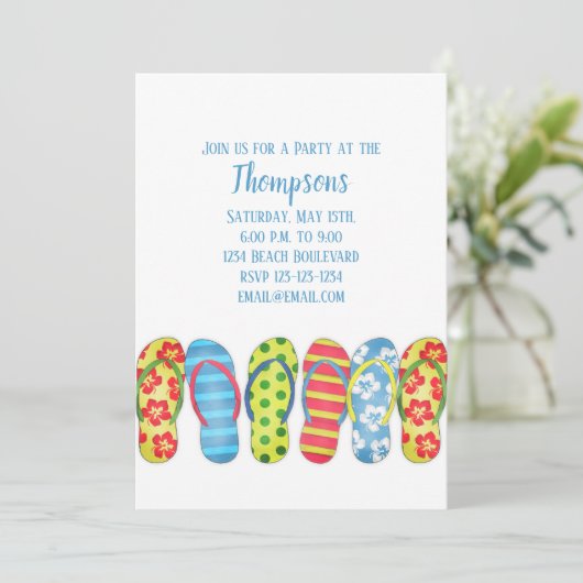 Beach Teenslippers Tropisch kleurrijk Kaart (Staand voorkant)