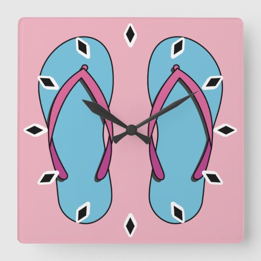 Beach Teenslippers Vierkante Klok (Voorkant)