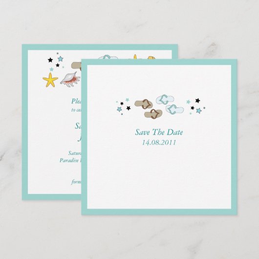 Beach Teenslippers Weddenschap Save the Date (Voorkant / Achterkant)