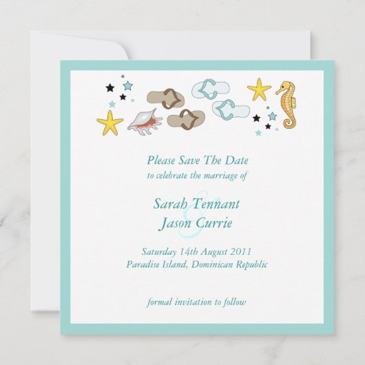 Beach Teenslippers Weddenschap Save the Date (Achterkant)