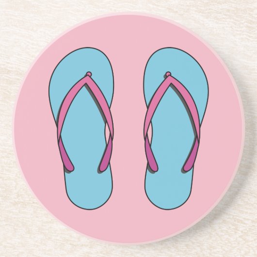 Beach Teenslippers Zandsteen Onderzetter (Voorkant)