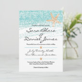 Beach Th-weide Wedding Invitation w/Starfish Accen Kaart (Staand voorkant)