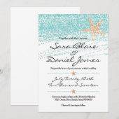 Beach Th-weide Wedding Invitation w/Starfish Accen Kaart (Voorkant / Achterkant)