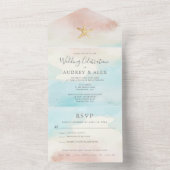 Beach THALIN-ONE Wedding Invitation All In One Uitnodiging (Binnen)