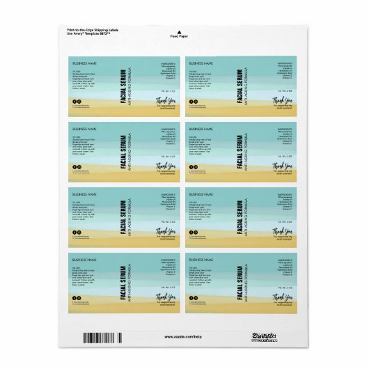 Beach THALIST Dropper Ftle Serum Labels (Full Sheet)