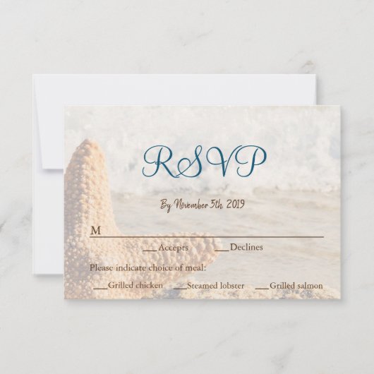Beach Thed Wedding RSVP Kaartje (Voorkant)