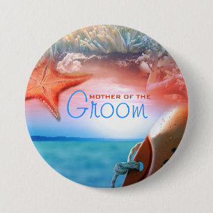 "Beach thema" bruidebruinkooltropische cruise Ronde Button 7,6 Cm
