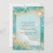 Beach thema bruiloft blauwe ivoorreceptie kaart (Achterkant)