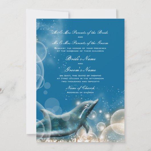Beach thema - bruiloft dolphin elegant party kaart (Achterkant)