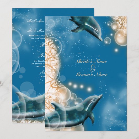 Beach thema - bruiloft dolphin elegant party kaart (Voorkant / Achterkant)