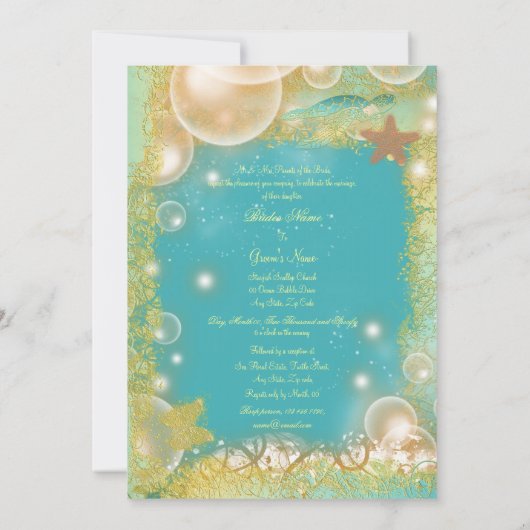 Beach thema bruiloft exotisch kaart (Achterkant)