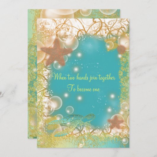 Beach thema bruiloft exotisch kaart (Voorkant / Achterkant)