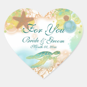 Beach thema bruiloft gunst "Voor jou" Hart Sticker
