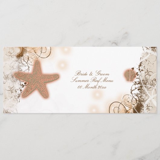 Beach thema bruiloft ~ menu sjabloon (Voorkant)