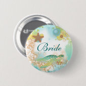 Beach thema bruiloft schildpadbrij ronde button 5,7 cm (Voorkant /achterkant)