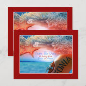 Beach thema bruiloft tropische cruise aankondigingskaart (Voorkant / Achterkant)