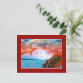 Beach thema bruiloft tropische cruise aankondigingskaart (Staand voorkant)