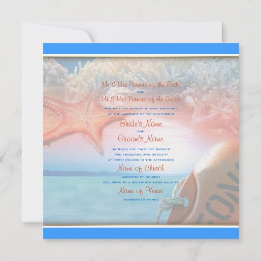 Beach thema bruiloft tropische cruise kaart (Achterkant)