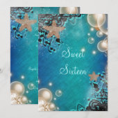 Beach thema bruiloftfeestdag kaart (Voorkant / Achterkant)