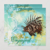 Beach thema verloving elegant aqua kaart (Voorkant / Achterkant)