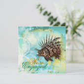 Beach thema verloving elegant aqua kaart (Staand voorkant)