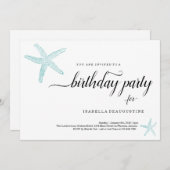 Beach Theme Birthday Party Invitation Kaart (Voorkant / Achterkant)