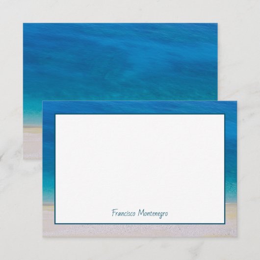 Beach Theme Blue Zee Ocean Decorative Photo Simple Bedankkaart (Voorkant / Achterkant)