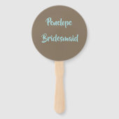 Beach Theme Bride's Fan Club Bridesmaid Name Handwaaier (Achterkant)