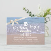 Beach Theme Classy Ivory Ribbon Birthday Party Kaart (Staand voorkant)