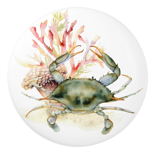 Beach Theme Crab Art Keramische Knop (Voorkant)