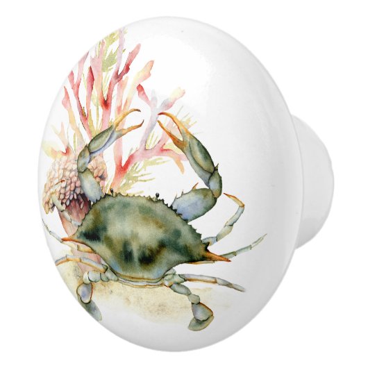 Beach Theme Crab Art Keramische Knop (Rechts)