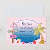 Beach Theme Custom Verjaardag Party Uitnodiging (Voorkant / Achterkant)
