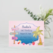 Beach Theme Custom Verjaardag Party Uitnodiging (Staand voorkant)