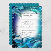 Beach Theme Dolphin Weddenschap Response Invitatio Kaart (Voorkant / Achterkant)