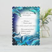 Beach Theme Dolphin Weddenschap Response Invitatio Kaart (Staand voorkant)
