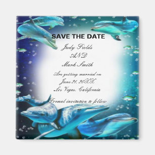 Beach Theme Dolphin Weddenschap Save the Date Magn Magneet
