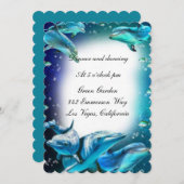 Beach Theme Dolphin Weddenschappen Reception Uitno Kaart (Voorkant / Achterkant)