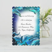 Beach Theme Dolphin Weddenschappen Reception Uitno Kaart (Staand voorkant)
