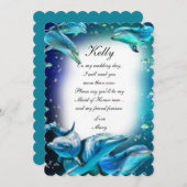Beach Theme Dolphin Wedding Maid of Honor Kaart (Voorkant / Achterkant)