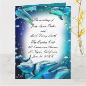 Beach Theme Dolphin Wedding Programme Kaart (Gele Bloem)
