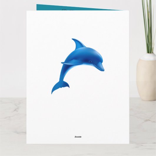 Beach Theme Dolphin Wedding Programme Kaart (Achterkant)