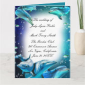 Beach Theme Dolphin Wedding Programme Kaart (Voorkant)